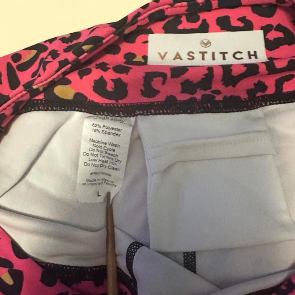VASTITCH Neon Pink Leopard Print Leggings High Waist Athletic Yoga Pants Size L - Picture 2 of 6